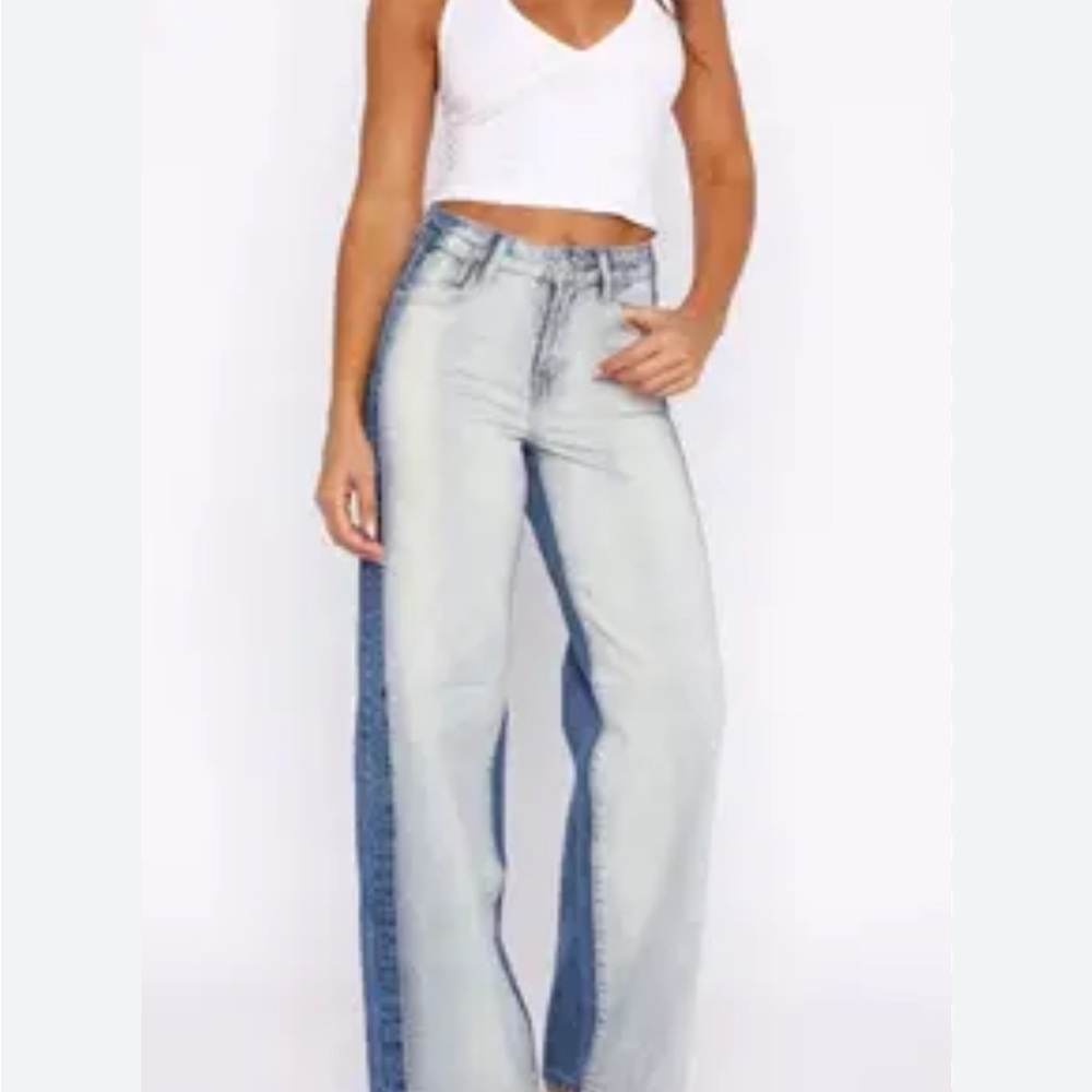 White Fox Boutique Light and Dark Blue Flare Jeans